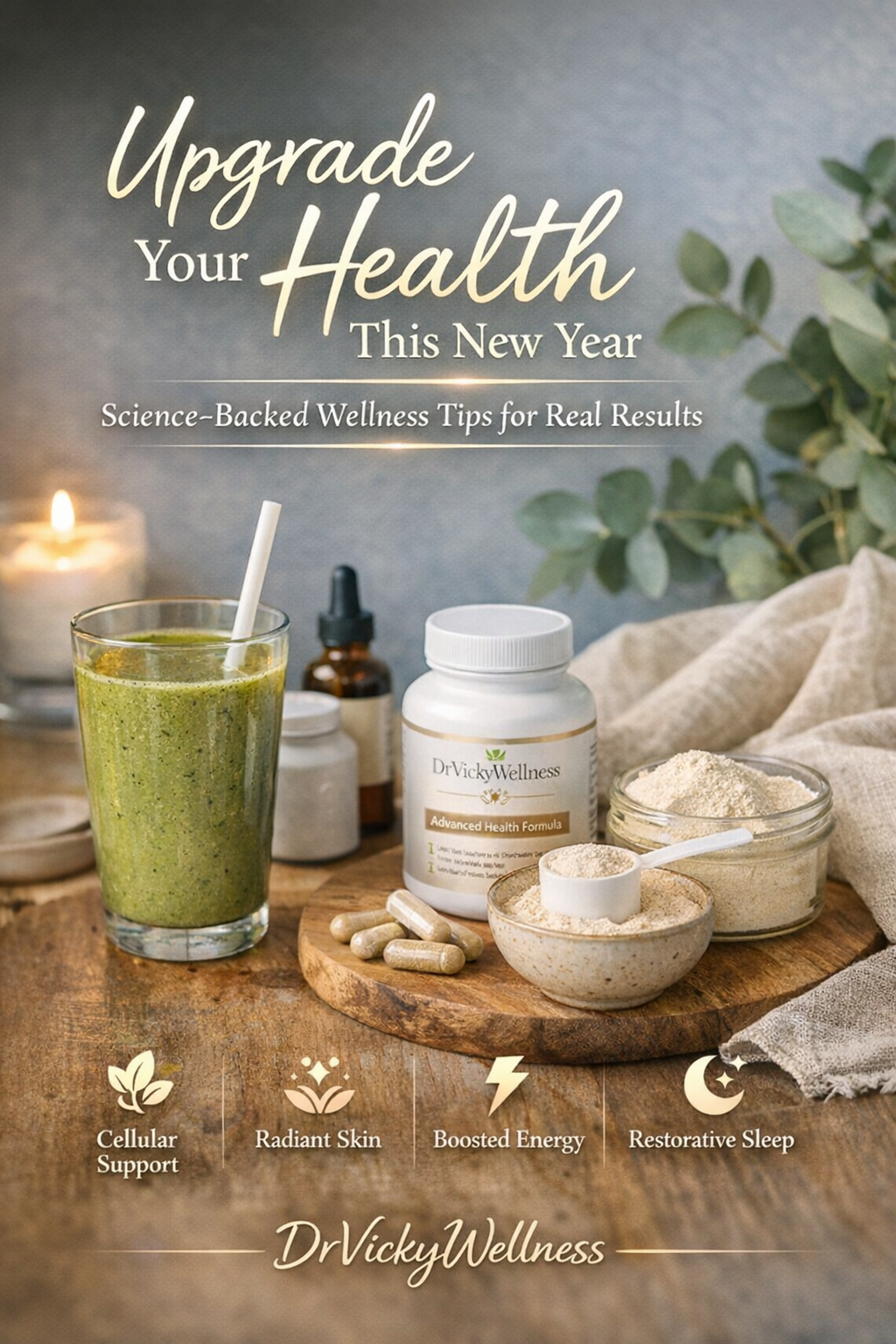 upgrade your health this new year using DrVickyWellness science-backed wellness products